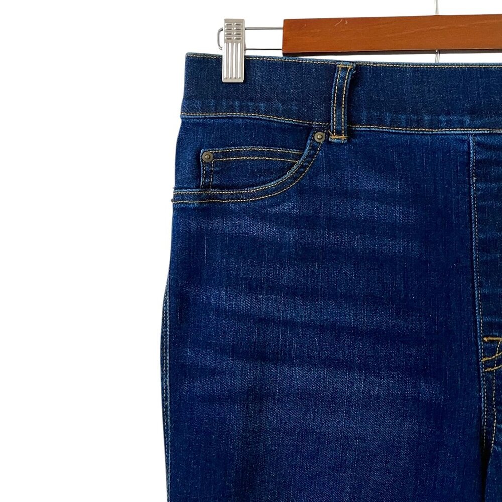 SPANX High Rise Pull-On Flare Midnight Dark Wash Jeans Size L - Picture 7 of 16